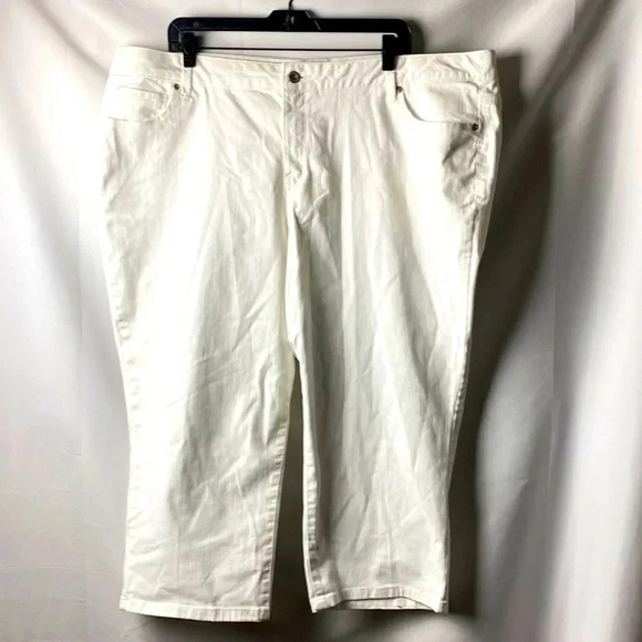 SONOMA WO SIZE 20W WHITE MID-RISE CAPRI PANTS POCKETS COTTON POLY SPANDEX - Picture 1 of 12